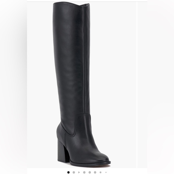 Vince Camuto Leila Block Heels Black Leather - Picture 1 of 2